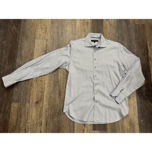 International Laundry Mens Blue White Grid Cotton Dress Shirt 15.5 M Long Sleeve